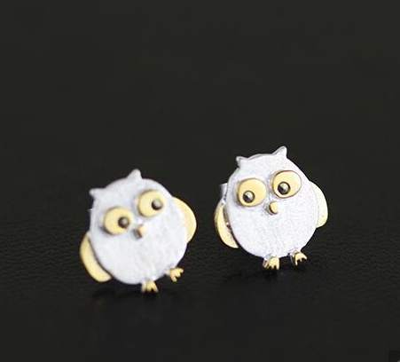 925 Sterling Silver Owl Earrings